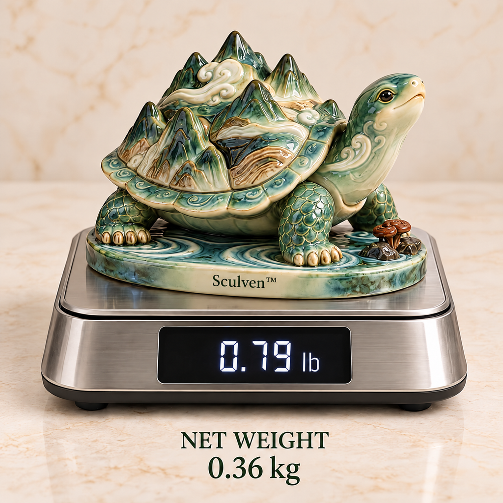 Sculven™ Emerald Cloud Turtle – Ceramic Turtle & Mountain Shell Figurine