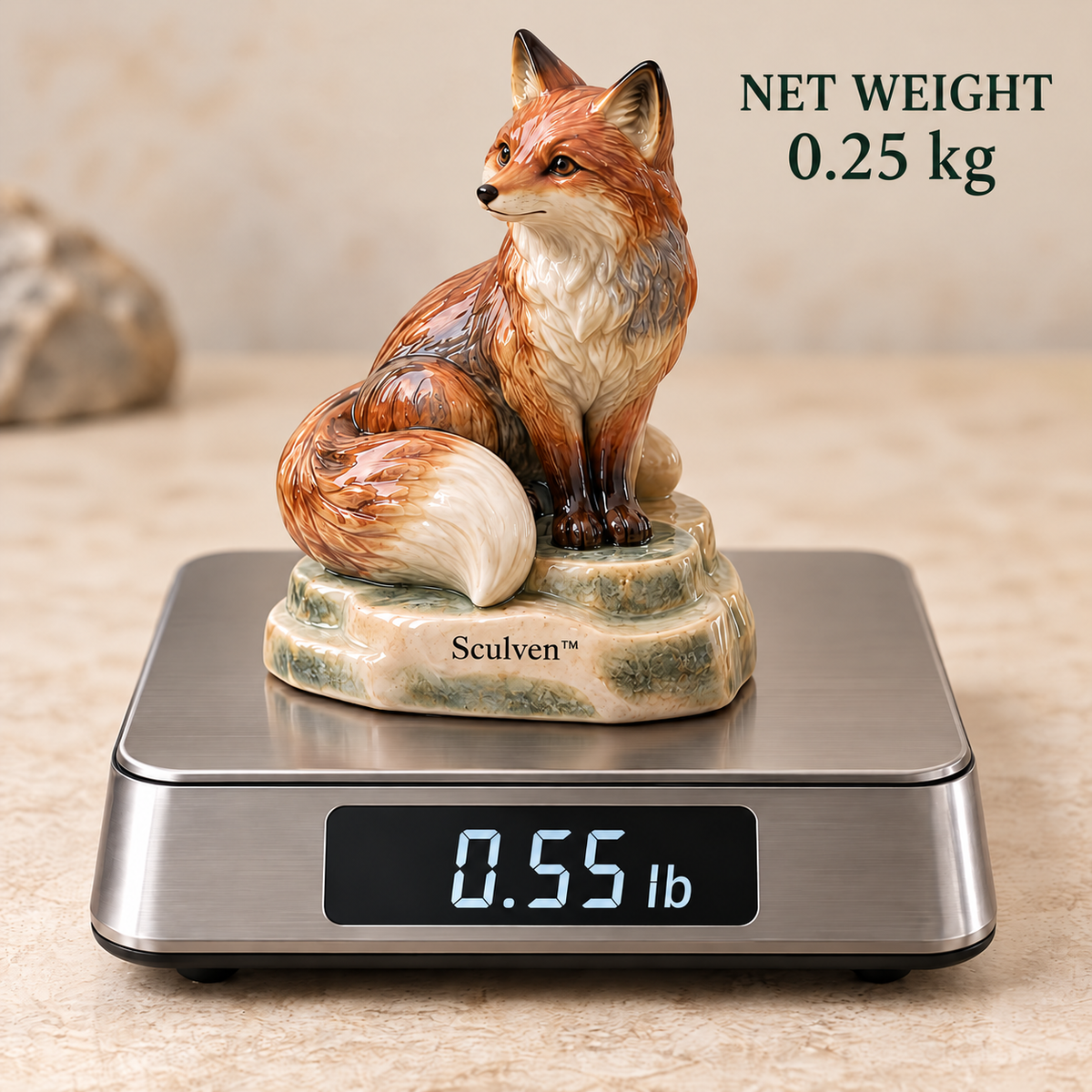 Sculven™ Cloudstep Fox – Ceramic Fox & Cloud Step Figurine