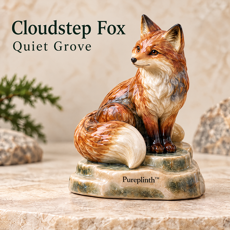 Sculven™ Cloudstep Fox – Ceramic Fox & Cloud Step Figurine