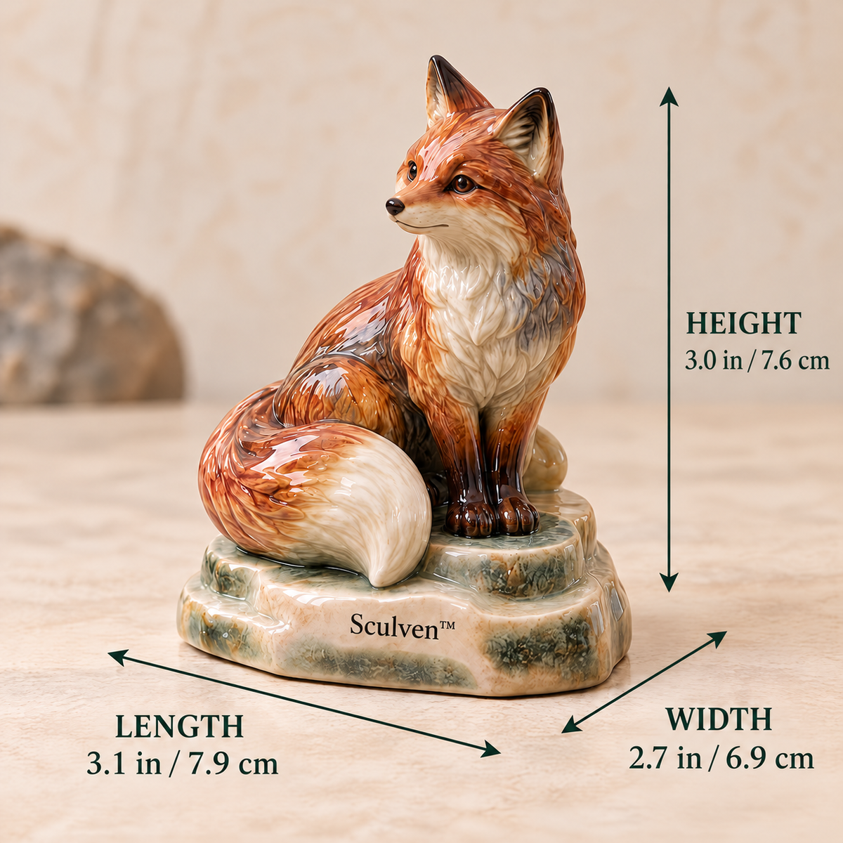 Sculven™ Cloudstep Fox – Ceramic Fox & Cloud Step Figurine