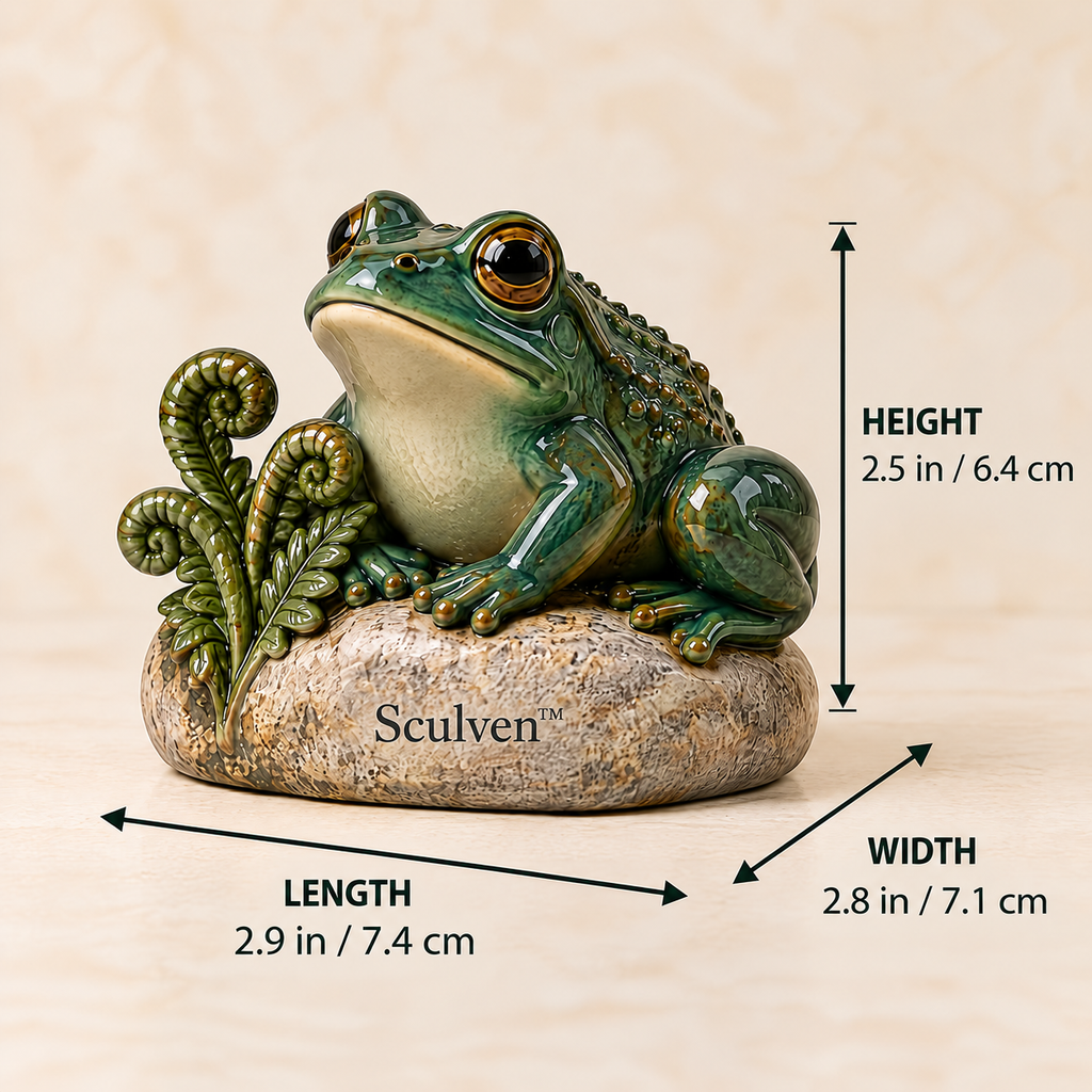 Sculven™ Fernstone Frog – Ceramic Frog & Fern Tea Pet